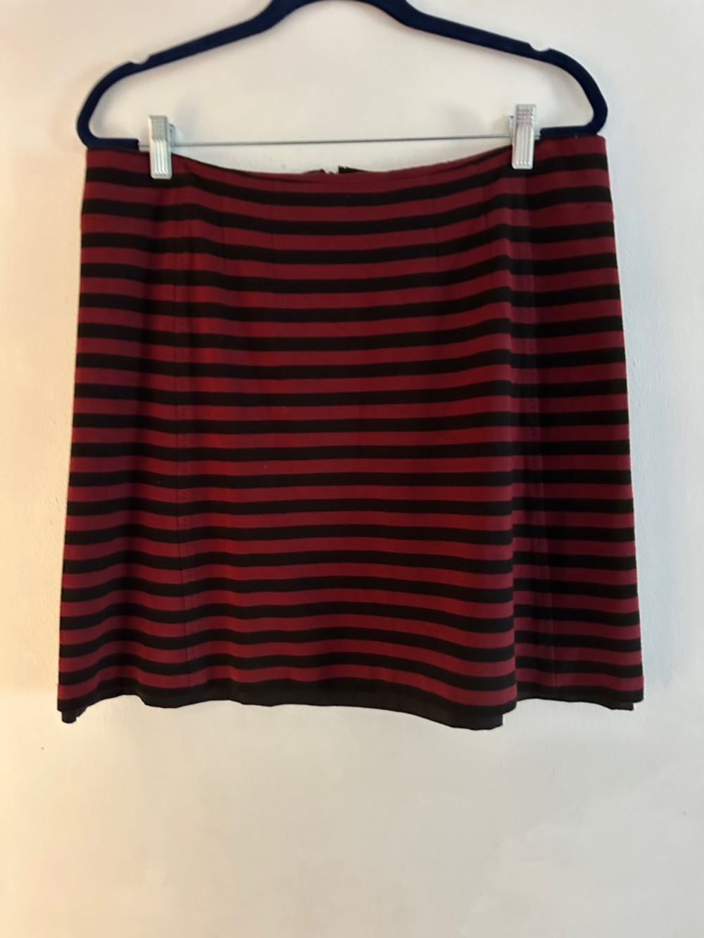 Banana Republic Burgundy and Black Striped Knit Mini Skirt